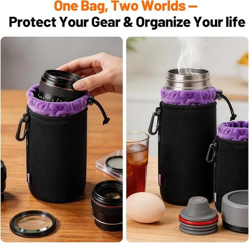 Camera Lens Case, Cwatcun 4 Pack Lens Pouch Bag Set with Thick Protective Neoprene, for Canon, Nikon, Sony, Pentax, Olympus, Panasonic, Fuji, Sigma DSLR/SLR Camera Lens (Small, Medium, Large, X Large) in Saudi Arabia