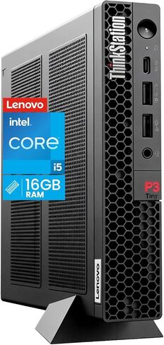 محطة عمل Lenovo ThinkStation P3 Tiny Mini Desktop، Intel Core i5-14500 Vpro، ذاكرة الوصول العشوائي DDR5 سعة 16 جيجابايت، SSD 512 جيجابايت NVMe، Win 11 Pro، محطة عمل Wi-Fi 6 Mini PC للهندسة والأعمال والمكتب in Kuwait