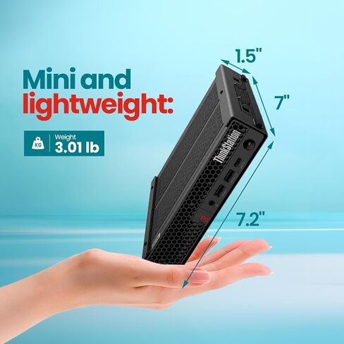 محطة عمل Lenovo ThinkStation P3 Tiny Mini Desktop، Intel Core i5-14500 Vpro، ذاكرة الوصول العشوائي DDR5 سعة 16 جيجابايت، SSD 512 جيجابايت NVMe، Win 11 Pro، محطة عمل Wi-Fi 6 Mini PC للهندسة والأعمال والمكتب in Kuwait
