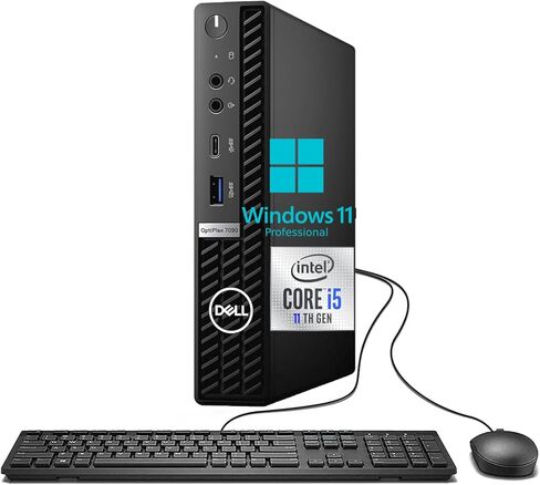 كمبيوتر سطح المكتب Dell OptiPlex 7090 Mini PC، Intel Core i5-11500T حتى 3.9 جيجا هرتز، ذاكرة وصول عشوائي DDR4 سعة 16 جيجابايت وذاكرة وصول عشوائي سعتها 256 جيجابايت SSD، لوحة مفاتيح وماوس، 2 منفذ عرض، نوع C، Windows 11 Pro (متجدد) in Kuwait