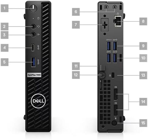 كمبيوتر سطح المكتب Dell OptiPlex 7090 Mini PC، Intel Core i5-11500T حتى 3.9 جيجا هرتز، ذاكرة وصول عشوائي DDR4 سعة 16 جيجابايت وذاكرة وصول عشوائي سعتها 256 جيجابايت SSD، لوحة مفاتيح وماوس، 2 منفذ عرض، نوع C، Windows 11 Pro (متجدد) in Kuwait