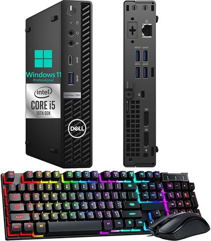 Dell OptiPlex 7080 Micro Desktop Computer PC, 10th Gen Intel Core i5-10500T, 16GB DDR4 RAM 256GB SSD, Keyboard & Mouse, 2 DisplayPort, Type-C, Windows 11 Pro (Renewed) in Kuwait