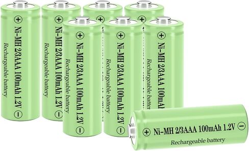 8 بطاريات قابلة لإعادة الشحن 2/3AAA 100 مللي أمبير 1.2 فولت NI-MH، بطارية NIMH 2/3AAA للأضواء الشمسية، إضاءة المناظر الطبيعية، مصباح المسار، الفوانيس، مصباح LED بالطاقة الشمسية DIY (أقصر من حجم AAA) in Kuwait
