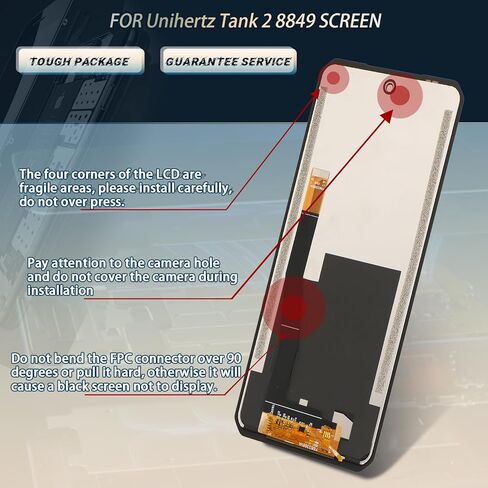لاستبدال شاشة Unihertz Tank 2 لـ Unihertz Tank 2 8849 شاشة LCD تعمل باللمس محول الأرقام الجمعية استبدال مع أدوات (أسود) in Kuwait