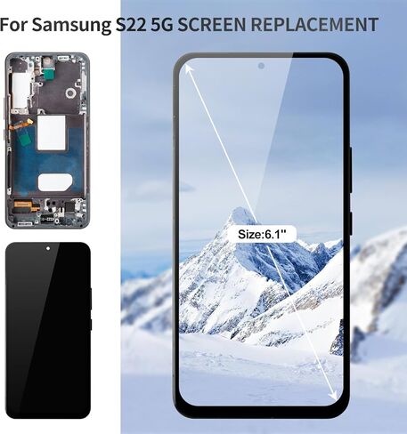 TFT for Samsung S22 5g Screen Digitizer for Samsung S22 5g LCD Screen Replacement for Galaxy SM-S901U Screen Display Touch Assembly with Frame Black (Without Fingerprint Function) in Kuwait
