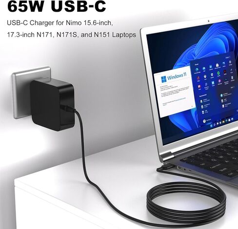 LQM 65W USB C Charger for Nimo 15.6" 17.3" N171 N171S N151 N151S N152 N153 N154 Laptop Notebook PC Type-C Power Adapter Supply Cord in Kuwait