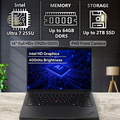 Oemgenuine Lenovo ThinkPad T14 Gen 6 14" FHD+ Display, Intel Ultra 7 255U, Customized Laptop, 16GB / 32GB / 64GB RAM DDR5, 512GB / 1TB / 2TB SSD, WiFi 6E, Backlit KB, Win 11 Pro, AI Business Laptop in Kuwait