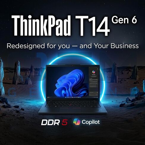 Oemgenuine Lenovo ThinkPad T14 Gen 6 14" FHD+ Display, Intel Ultra 7 255U, Customized Laptop, 16GB / 32GB / 64GB RAM DDR5, 512GB / 1TB / 2TB SSD, WiFi 6E, Backlit KB, Win 11 Pro, AI Business Laptop in Kuwait