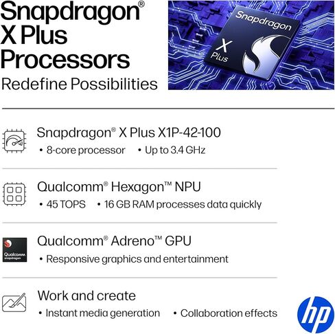 HP OmniBook 5 14 inch Next Gen AI PC, 2K Touchscreen, Snapdragon X Plus X1P- 42-100, 16 GB RAM, 512 GB SSD, Qualcomm Adreno GPU, Windows 11 Home, Copilot+ PC, Glacier Silver, 14-he0000nr in Kuwait