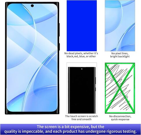 قطعة بديلة لشاشة OLED لهاتف Samsung Galaxy S23 Ultra 5G (SM-S918U/S918A/S918W) مجموعة عرض رقمية تعمل باللمس مقاس 6.78 بوصة مع إطار، متوافقة مع بصمات الأصابع، مجموعة أدوات إصلاح باللون الأخضر in Kuwait