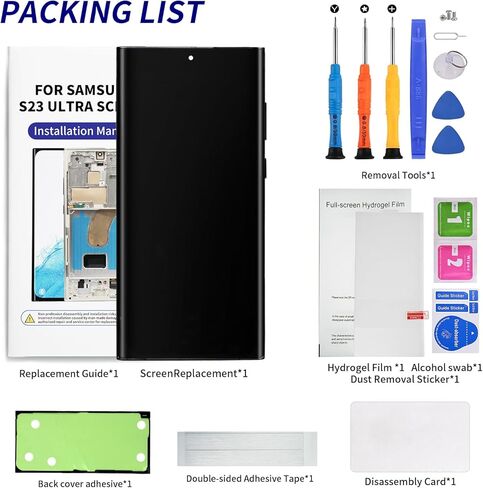 قطعة بديلة لشاشة OLED لهاتف Samsung Galaxy S23 Ultra 5G (SM-S918U/S918A/S918W) مجموعة عرض رقمية تعمل باللمس مقاس 6.78 بوصة مع إطار، متوافقة مع بصمات الأصابع، مجموعة أدوات إصلاح باللون الأخضر in Kuwait