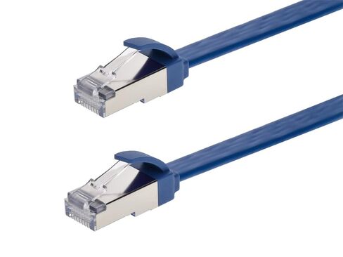 كابل تصحيح Monoprice Cat6A Ethernet - حذاء مسطح نحيف U/FTP 30AWG مصبوب بطول 50 قدم أزرق in Kuwait