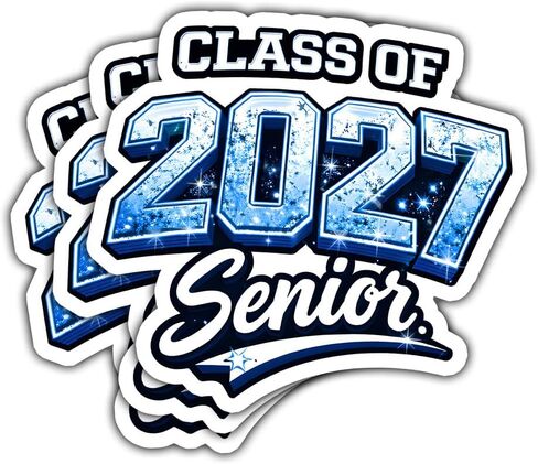 3 Pcs Class of 2027 Senior Stickers, Graduation High School Senior 2027 Waterproof Vinyl Decals, Stickers Die-Cut Waterproof for Laptop, Water Bottle, Phone, Window, Helmet in Kuwait
