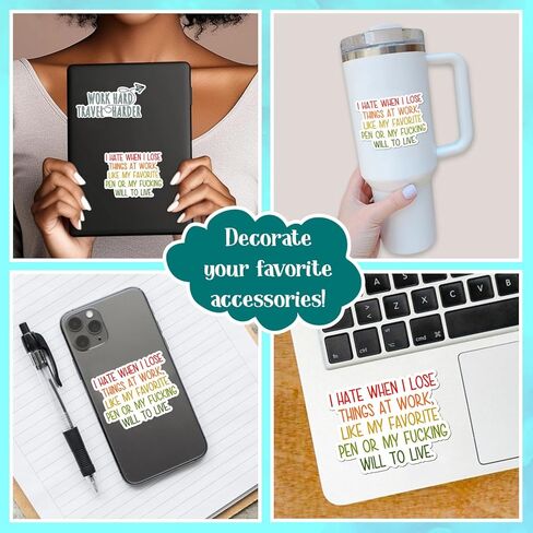 (3Pcs) I Hate When I Lose Things At Work Sticker Funny Office Vinyl Decal Sarcastic Coworker Gift Work from Home Humor Waterproof Stickers for Laptops Water Bottles Toolboxes 3 inch in Kuwait
