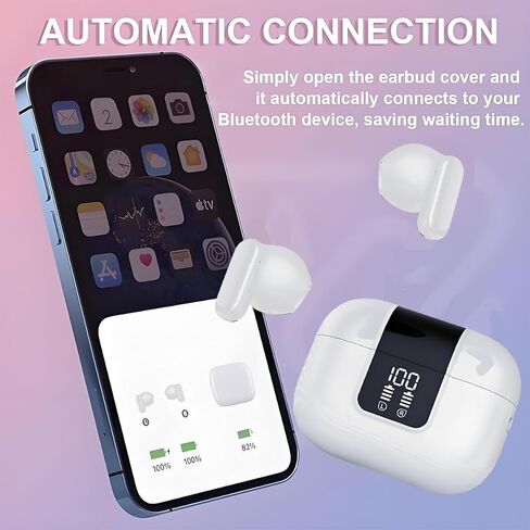 Wireless Earbuds, Ear Buds with Big Bass Stereo Sound, Lightweight Bluetooth Earbuds with 48 Hours Playtime, in-Ear Fit Earphones, IPX7, Hands-Free Calls with for iPhone/Samsung/Android/iOS in Kuwait