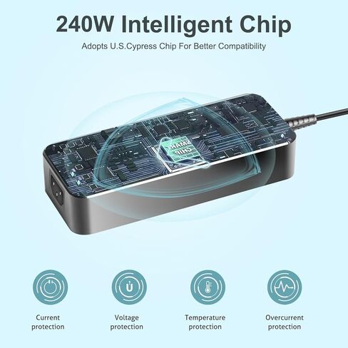 محول طاقة 240 واط USB C GaN PD3.1 شاحن سريع 48 فولت 5 أمبير لأجهزة الكمبيوتر العملاقة AI، NVIDIA DGX Spark، إطار كمبيوتر محمول 16، أجهزة الكمبيوتر المحمولة Dell HP MSI ASUS Lenovo Gaming، محطة إرساء Thunderbolt 5/4 PSU in Kuwait