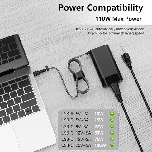 110W 100W USB C Laptop Charger Compatible with HP ZBook Firefly 16 G9 G10 G11 Elite Dragonfly G3 EliteBook 865 G9 860 G10 G11 Adapter Power Supply Cord in Kuwait