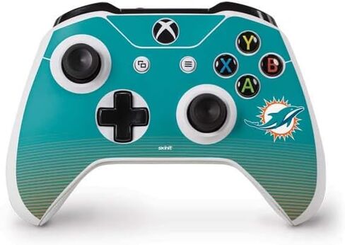 ملصق Skinit المخصص للألعاب متوافق مع وحدة تحكم Xbox One S - تصميم منفصل مرخص رسميًا من NFL Miami Dolphins in Kuwait