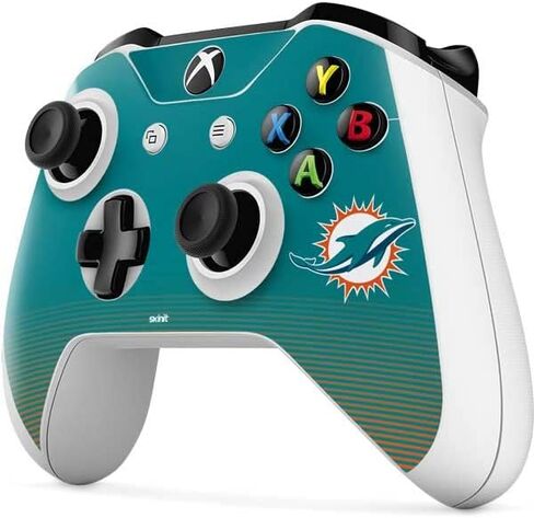ملصق Skinit المخصص للألعاب متوافق مع وحدة تحكم Xbox One S - تصميم منفصل مرخص رسميًا من NFL Miami Dolphins in Kuwait