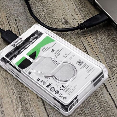 حاوية محرك أقراص ثابتة خارجية USB 3.1 شفافة، حافظة SATA SSD HDD مقاس 2.5 بوصة مع تصميم خالٍ من الأدوات، متوافقة مع محركات الأقراص مقاس 7 مم و9.5 مم in Kuwait