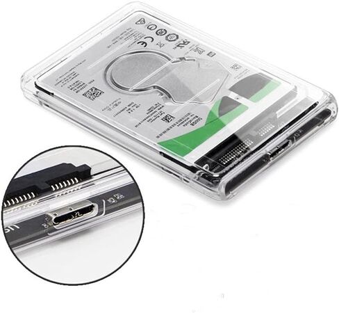 حاوية محرك أقراص ثابتة خارجية USB 3.1 شفافة، حافظة SATA SSD HDD مقاس 2.5 بوصة مع تصميم خالٍ من الأدوات، متوافقة مع محركات الأقراص مقاس 7 مم و9.5 مم in Kuwait