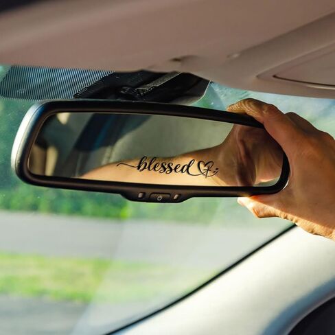 3 Blessed Sticker – Minimalist Heart and Cross Christian Quote UV DTF Vinyl Decal Waterproof for Car Rearview Mirror, Tumbler, Faith-Based Inspirational Gift for Christians, Friends 4x1in (Black) in Saudi Arabia