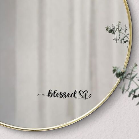 3 Blessed Sticker – Minimalist Heart and Cross Christian Quote UV DTF Vinyl Decal Waterproof for Car Rearview Mirror, Tumbler, Faith-Based Inspirational Gift for Christians, Friends 4x1in (Black) in Saudi Arabia