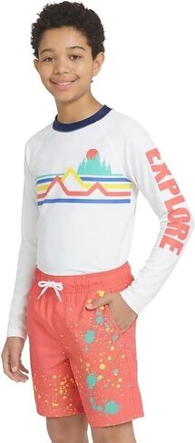 Eddie Bauer Boys' UPF 50 Long Sleeve Rash Guard Shirt and Comfort Liner Swim Trunk 2 Piece Swimwear Set (2T-16) in Saudi Arabia