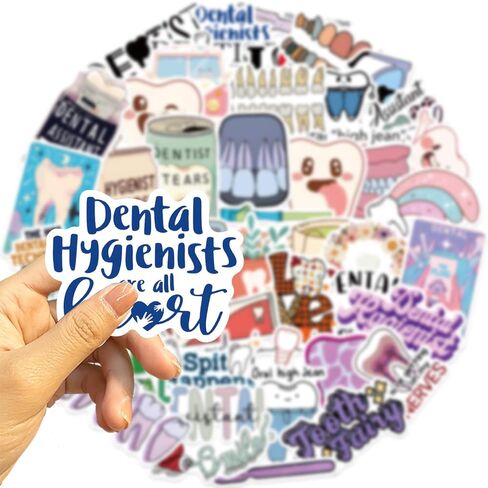 50 Dentist Stickers - Cute Funny Vinyl Stickers for Water Bottles, Laptops, Phone Cases, Skateboards, Car Decals, Waterproof in Kuwait