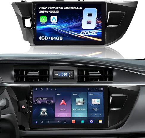 راديو سيارة Android 15 لسيارة Toyota Corolla 2014-2016: 10.2 بوصة 4 جيجابايت + 64 جيجابايت ترقية ستيريو السيارة CarPlay اللاسلكي وAndroid Auto مع WiFi 6، Bluetooth، GPS، FM/RDS، EQ، SWC، كاميرا احتياطية 1080P in Kuwait