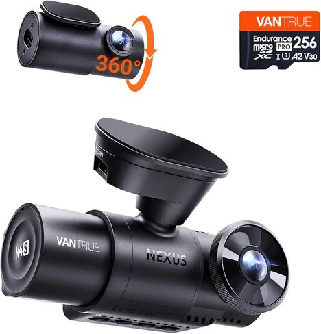 【Bundle: Vantrue New N4S(RC18) Dash Cam + 256GB microSD Card】 STARVIS 2, PlatePix™, 2.7K+1440P+1440 Front Inside Rear Dashcam, 24/7 Buffered Parking Mode, Support 1TB Max in Kuwait