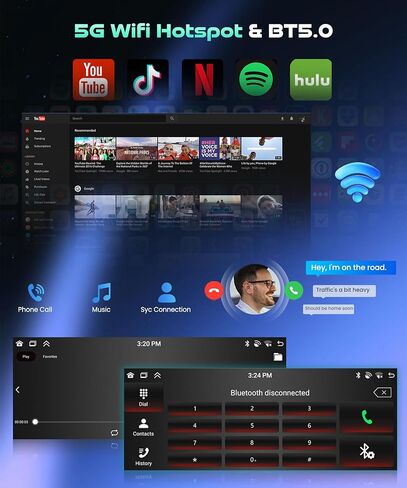 8 Core 4+64G 6.86'' Car Radio for Dodge Ram 1500 94-01,Caravan 84-00,Jeep Grand Cherokee 93-98, Wrangler 97-02,Dakota 87-00,Touchscreen Stereo CarPlay Android Auto GPS BT WiFi FM/RDS Rear View Cam in Kuwait