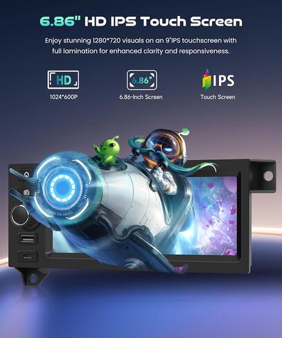 8 Core 4+64G 6.86'' Car Radio for Dodge Ram 1500 94-01,Caravan 84-00,Jeep Grand Cherokee 93-98, Wrangler 97-02,Dakota 87-00,Touchscreen Stereo CarPlay Android Auto GPS BT WiFi FM/RDS Rear View Cam in Kuwait