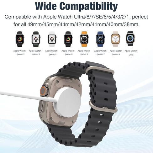 Charger for Apple Watch, Wireless Magnetic Charging Cable 1m for iWatch, USB C Portable Watch Charging Cord Compatible with Apple iWatch Series 11/10/9/8/7/6/5/4/3/2/1/Ultra 3/Ultra 2/Ultra/SE in Kuwait