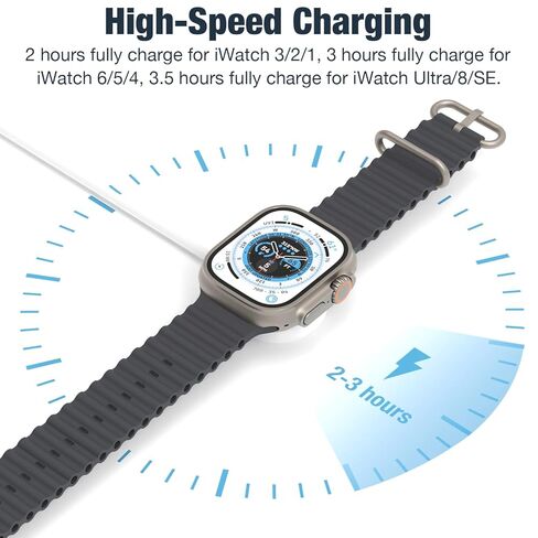 Charger for Apple Watch, Wireless Magnetic Charging Cable 1m for iWatch, USB C Portable Watch Charging Cord Compatible with Apple iWatch Series 11/10/9/8/7/6/5/4/3/2/1/Ultra 3/Ultra 2/Ultra/SE in Kuwait
