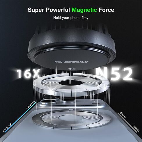 [ترقية 2026] شاحن سيارة لاسلكي سريع Qi2 بقدرة 25 وات لطراز Tesla 3/Y، حامل هاتف مغناطيسي مع مروحة تبريد نشطة، حامل شاشة لوحة القيادة لأجهزة iPhone وAndroid in Kuwait