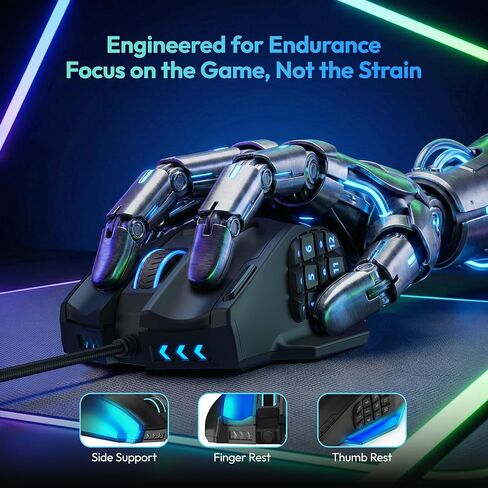 RED SAMURAI Wired Gaming Mouse, MMO Gaming Mouse 16400DPI, 18 Macro Programable Buttons, Ergonomic RGB Wired Mouse with 12 Side Buttons, Weight Adjustable, Stable Grip, Compatible for MMO/FPS/MOBA in Kuwait