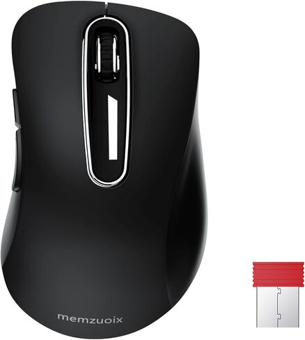 memzuoix 2.4G ماوس لاسلكي + ماوس USB سلكي لأجهزة الكمبيوتر المحمول، سطح المكتب، الكمبيوتر الشخصي، MacBook- 2 حزمة (أسود) in Kuwait