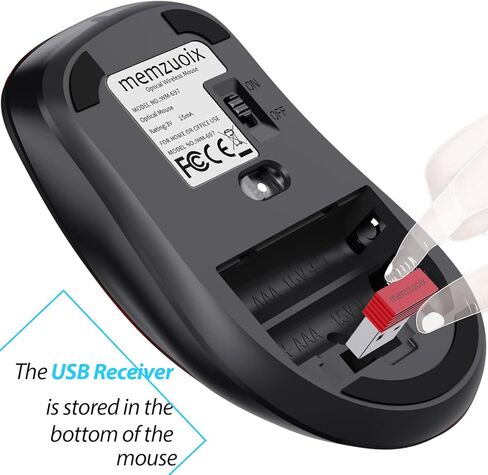 memzuoix 2.4G ماوس لاسلكي + ماوس USB سلكي لأجهزة الكمبيوتر المحمول، سطح المكتب، الكمبيوتر الشخصي، MacBook- 2 حزمة (أسود) in Kuwait