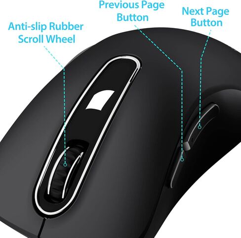 memzuoix 2.4G ماوس لاسلكي + ماوس USB سلكي لأجهزة الكمبيوتر المحمول، سطح المكتب، الكمبيوتر الشخصي، MacBook- 2 حزمة (أسود) in Kuwait