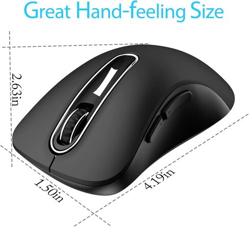 memzuoix 2.4G ماوس لاسلكي + ماوس USB سلكي لأجهزة الكمبيوتر المحمول، سطح المكتب، الكمبيوتر الشخصي، MacBook- 2 حزمة (أسود) in Kuwait