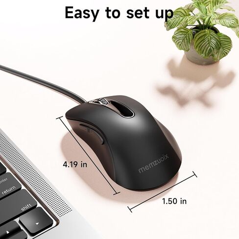 memzuoix 2.4G ماوس لاسلكي + ماوس USB سلكي لأجهزة الكمبيوتر المحمول، سطح المكتب، الكمبيوتر الشخصي، MacBook- 2 حزمة (أسود) in Kuwait