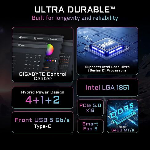 اللوحة الأم GIGABYTE H810M S2H GEN5 Intel LGA 1851 mATX، تدعم Core Ultra (السلسلة 2)، DDR5، 4+1+2 مرحلة طاقة، PCIe 5.0 x16، 1x M.2، USB 3.2 Gen 1، USB-C أمامي 5 جيجابت/ثانية، GbE LAN، PCIe EZ-Latch in Kuwait