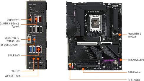 اللوحة الأم GIGABYTE Z890 AORUS Elite Duo X Intel LGA 1851 ATX، تدعم Core Ultra (السلسلة 2)، DDR5، 16+1+2 مرحلة طاقة، 5X M.2، PCIe 5.0، USB4، WiFi 7، 5 جيجابت، EZ-Latch، D5 Bionic Corsa in Kuwait