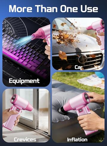 Professional Turbo Jet Blower – 120000RPM Compressed Air Duster with 2000mAh, Fast Charge, Portable Electric Dusters for Cleaning Keyboards, Cars, Leaves, Crevices and Outdoor Use—Pink in Kuwait