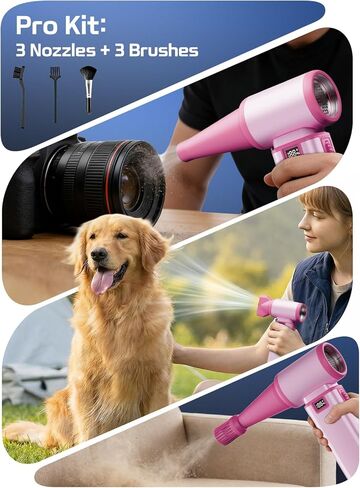Professional Turbo Jet Blower – 120000RPM Compressed Air Duster with 2000mAh, Fast Charge, Portable Electric Dusters for Cleaning Keyboards, Cars, Leaves, Crevices and Outdoor Use—Pink in Kuwait