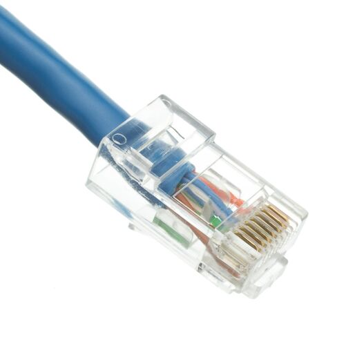 CableWholesale Cat5e Ethernet Cable, 24AWG Network Cable with RJ45 Gold Plated Connector, 4 Pair Stranded Bare Copper, Bootless Unshielded Twisted Pair (UTP) Internet Patch Cable, 2 Foot, Blue in Kuwait