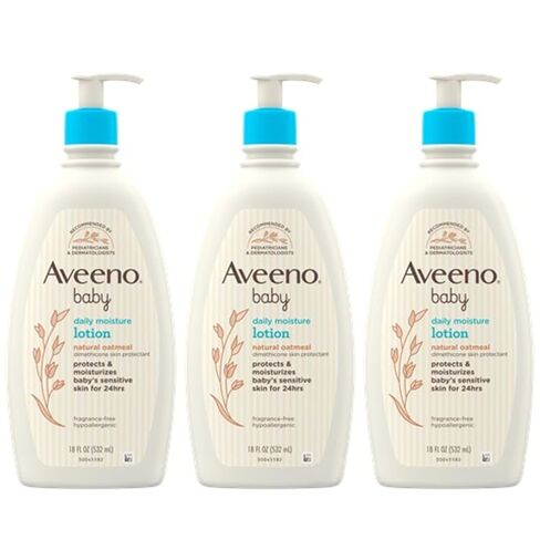 Aveeno Baby Daily Moisture Lotion for Delicate Skin with Natural Colloidal Oatmeal & Dimethicone, Hypoallergenic Moisturizing Baby Lotion, Fragrance-, Phthalate- & Paraben-Free, 8 fl. oz in Saudi Arabia