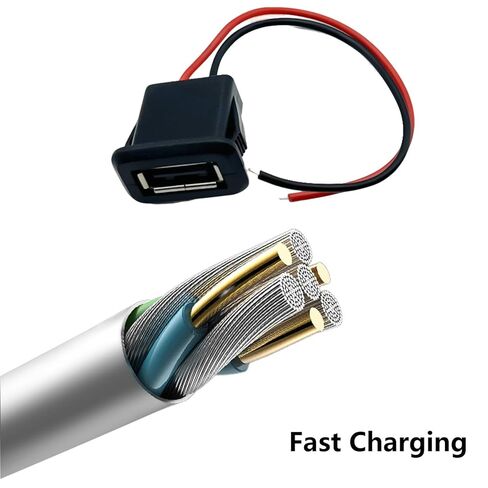 2Pin USB 2.0 USB أنثى ضفيرة كابل الطاقة جاك DC 5V 3A شحن ميناء موصل تهمة واجهة مع كابل مفتوح شاحن USB فلوش جبل المقبس لإصلاح DIY in Kuwait