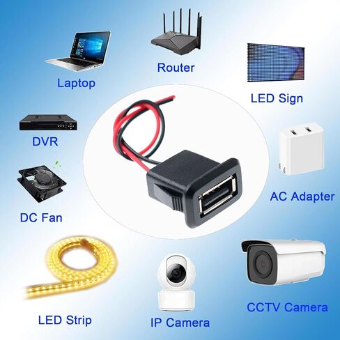 2Pin USB 2.0 USB أنثى ضفيرة كابل الطاقة جاك DC 5V 3A شحن ميناء موصل تهمة واجهة مع كابل مفتوح شاحن USB فلوش جبل المقبس لإصلاح DIY in Kuwait